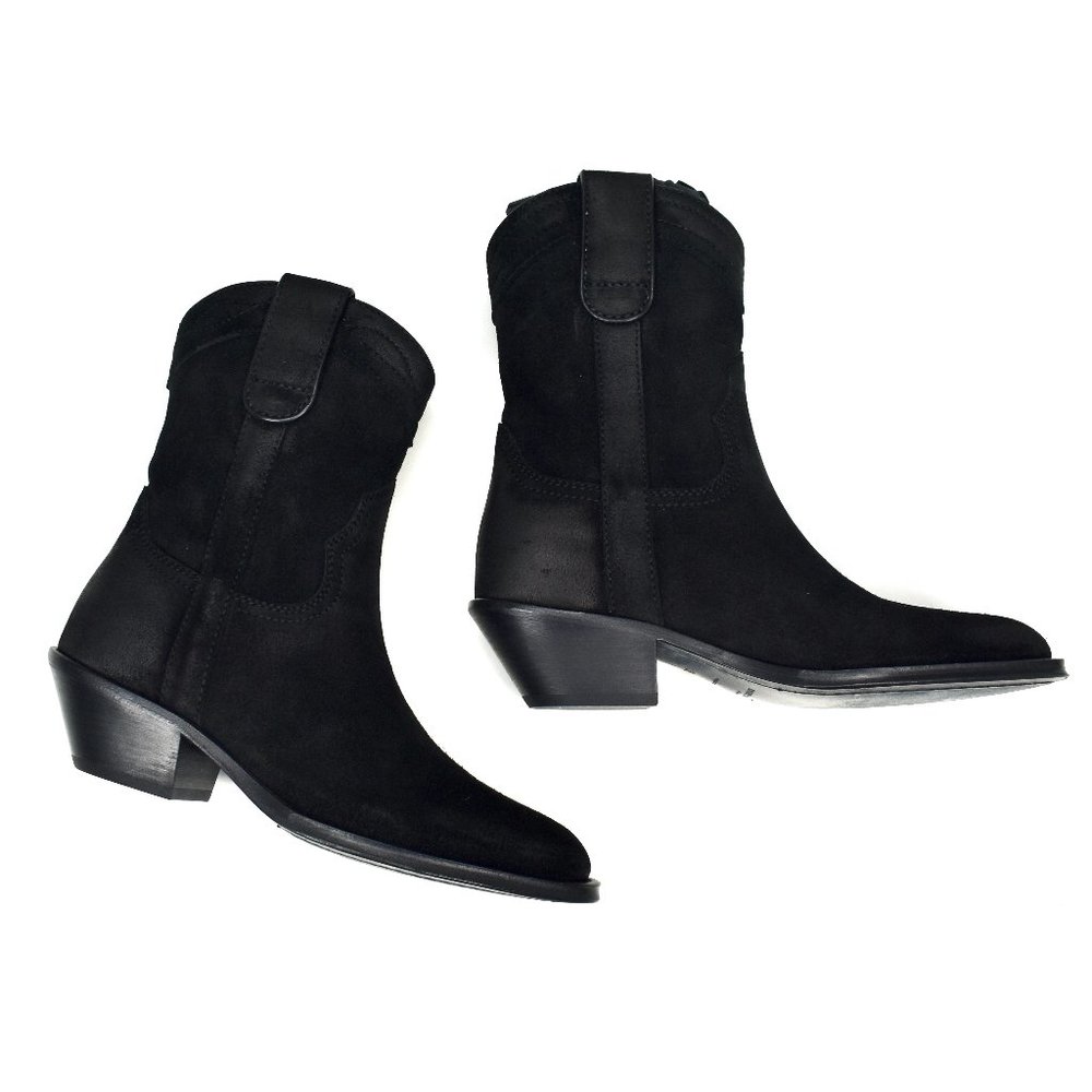 Saint Laurent Black Waxed Suede Eastwood Boot